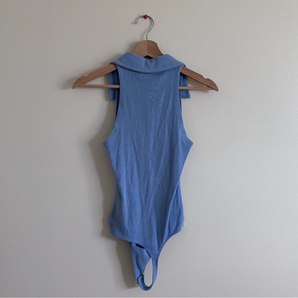 New Abercrombie & Fitch Womans Small Soft A&F Ribbed Polo Bodysuit Blue - Picture 4 of 5